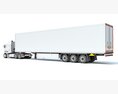 Long Hood Truck With Refrigerator Trailer 3D 모델  wire render