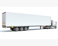 Long Hood Truck With Refrigerator Trailer 3D 모델  side view