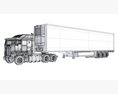 Long Hood Truck With Refrigerator Trailer 3Dモデル