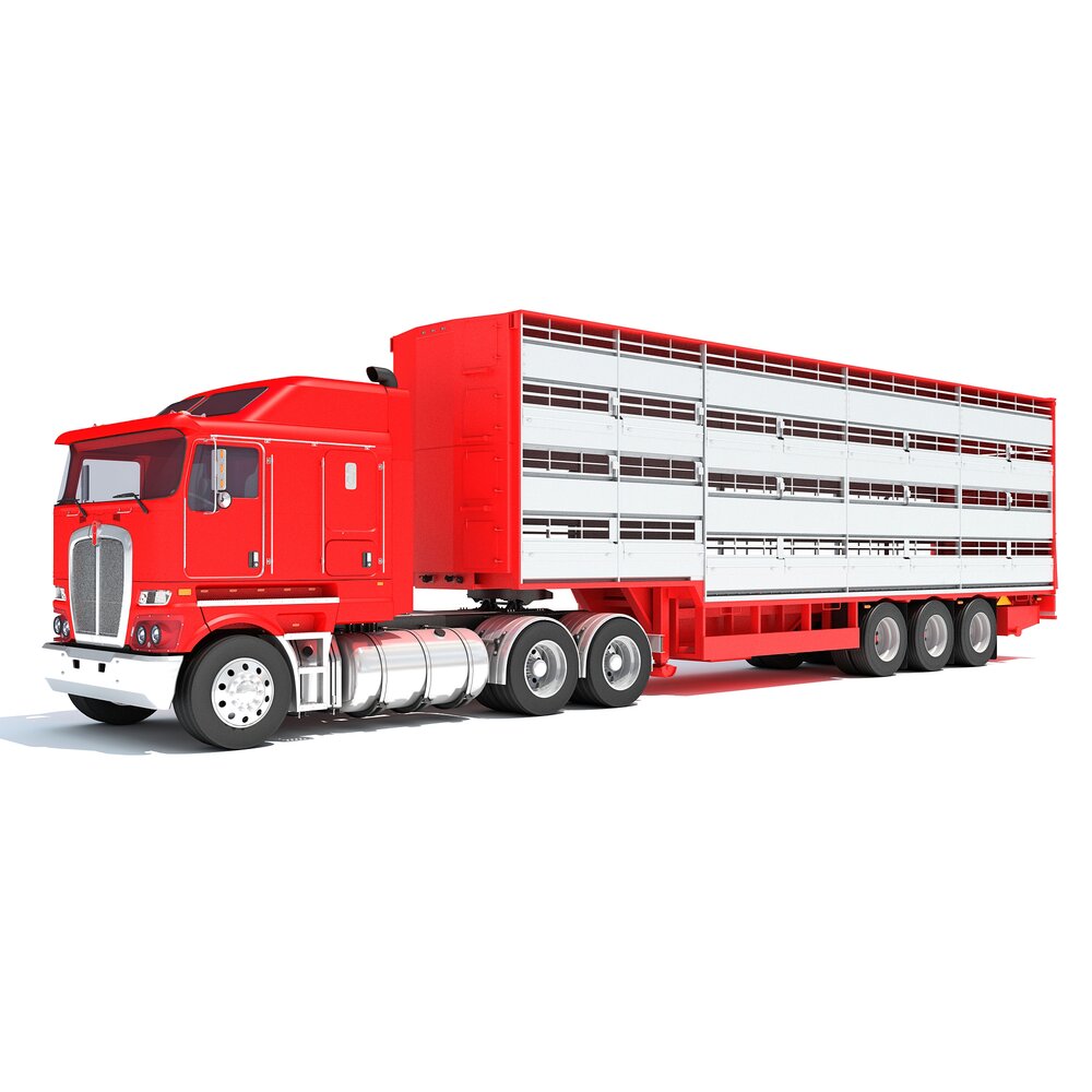 Multi-Level Animal Transporter Truck 3D模型