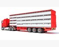 Multi-Level Animal Transporter Truck 3D 모델  wire render