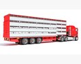 Multi-Level Animal Transporter Truck 3D-Modell Seitenansicht
