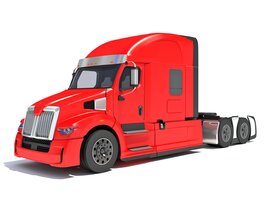 Red Semi-Trailer Truck Modello 3D