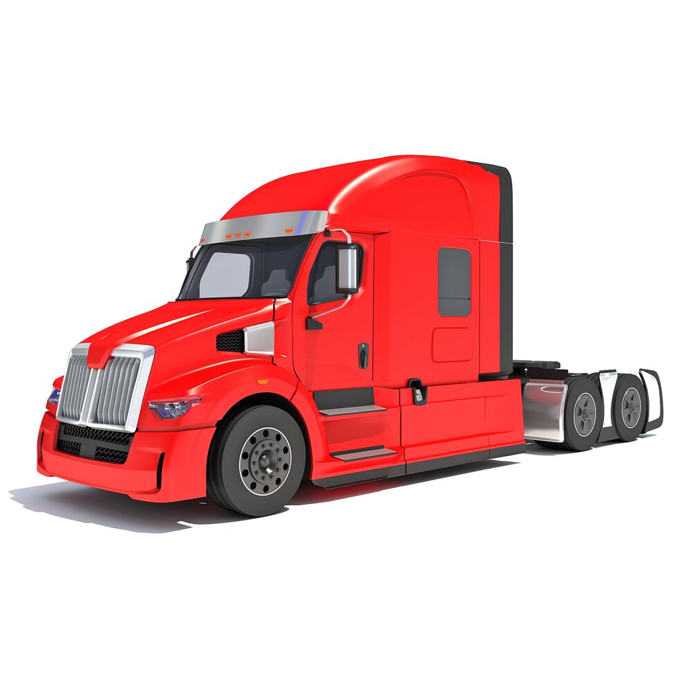 Red Semi-Trailer Truck 3D 모델 