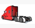 Red Semi-Trailer Truck 3D模型 wire render