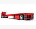 Red Truck With Flatbed Trailer 3D-Modell
