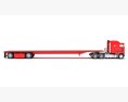 Red Truck With Flatbed Trailer 3D модель