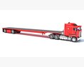 Red Truck With Flatbed Trailer Modèle 3d