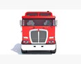 Red Truck With Flatbed Trailer 3D-Modell Vorderansicht