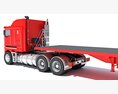 Red Truck With Flatbed Trailer Modelo 3D dashboard
