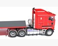 Red Truck With Flatbed Trailer 3d model seats