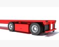 Red Truck With Flatbed Trailer 3d model