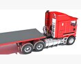 Red Truck With Flatbed Trailer 3D 모델 