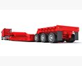 Red Truck With Lowboy Trailer 3D-Modell