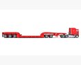 Red Truck With Lowboy Trailer 3D 모델 