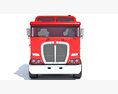 Red Truck With Lowboy Trailer 3d model front view