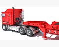 Red Truck With Lowboy Trailer 3d model dashboard
