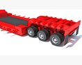 Red Truck With Lowboy Trailer Modèle 3d