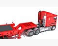 Red Truck With Lowboy Trailer Modèle 3d