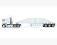 Semi-Truck With White Bottom Dump Trailer 3D 모델  back view