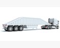 Semi-Truck With White Bottom Dump Trailer 3D 모델  side view