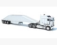 Semi-Truck With White Bottom Dump Trailer 3D模型