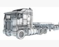 Three Axle Truck With Platform Trailer 3D-Modell