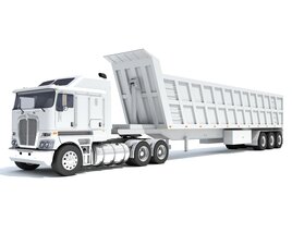 Tri-Axle Truck With Tipper Trailer 3Dモデル