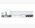 Tri-Axle Truck With Tipper Trailer 3D 모델  back view