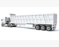 Tri-Axle Truck With Tipper Trailer 3d model wire render
