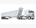 Tri-Axle Truck With Tipper Trailer 3D 모델  top view