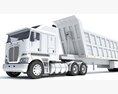 Tri-Axle Truck With Tipper Trailer 3D 모델 