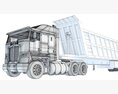 Tri-Axle Truck With Tipper Trailer 3D модель