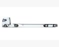 White Truck With Flatbed Trailer 3D模型 后视图