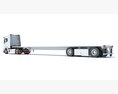 White Truck With Flatbed Trailer 3d model wire render