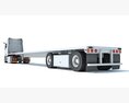 White Truck With Flatbed Trailer 3D模型