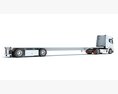 White Truck With Flatbed Trailer 3D модель side view