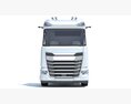 White Truck With Flatbed Trailer 3D模型 正面图