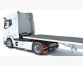 White Truck With Flatbed Trailer 3D 모델  dashboard