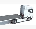 White Truck With Flatbed Trailer 3D模型