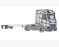 White Truck With Flatbed Trailer Modelo 3D