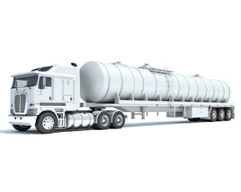 White Truck With Tank Semitrailer Modèle 3D