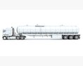 White Truck With Tank Semitrailer 3Dモデル 後ろ姿
