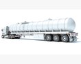White Truck With Tank Semitrailer 3d model wire render