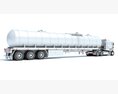 White Truck With Tank Semitrailer 3D模型 侧视图