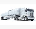 White Truck With Tank Semitrailer 3d model top view