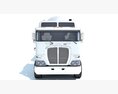 White Truck With Tank Semitrailer Modello 3D vista frontale