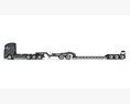 4 Axle Semi Truck With Lowboy Trailer 3d model back view