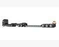 4 Axle Semi Truck With Lowboy Trailer 3D модель wire render