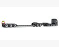 4 Axle Semi Truck With Lowboy Trailer 3d model side view